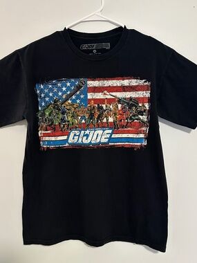 G.I. Joe Yo Joe Retro Show Graphic Print T-Shirt Medium Black Y2K Short Sleeve